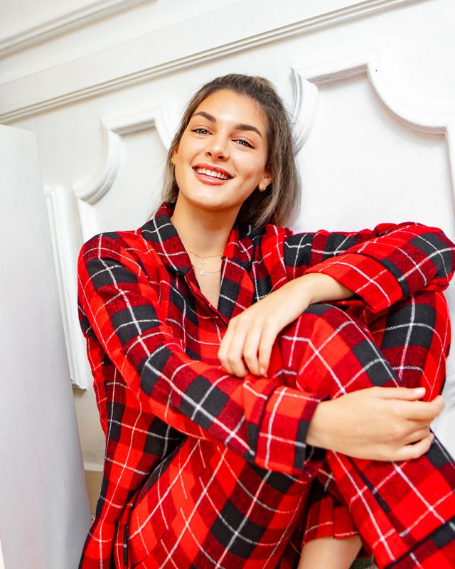 PIJAMA LADY CUADROS ROJO
