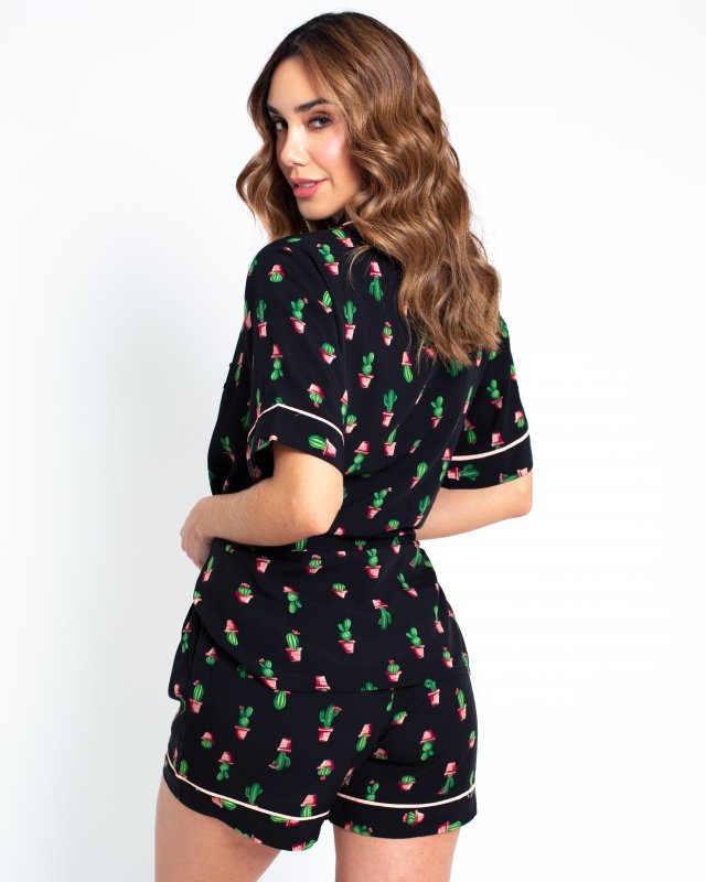 PIJAMA LADY SUMMER CACTUS NEGRO