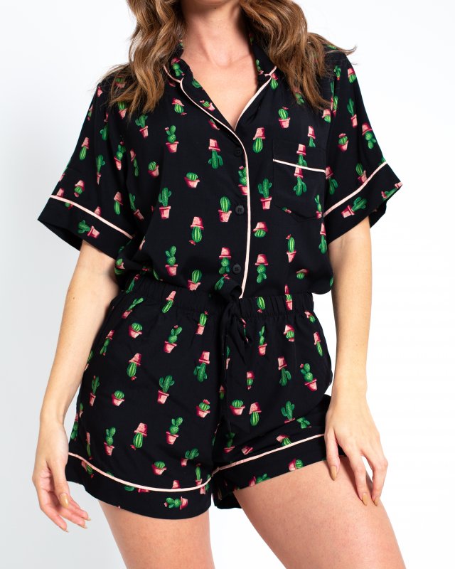 PIJAMA LADY SUMMER CACTUS NEGRO