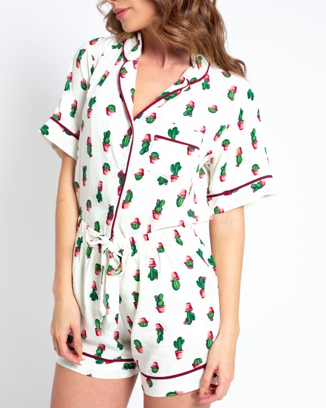 PIJAMA LADY SUMMER CACTUS BLANCO