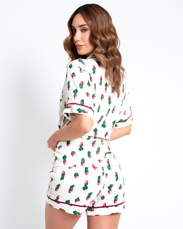PIJAMA LADY SUMMER CACTUS BLANCO