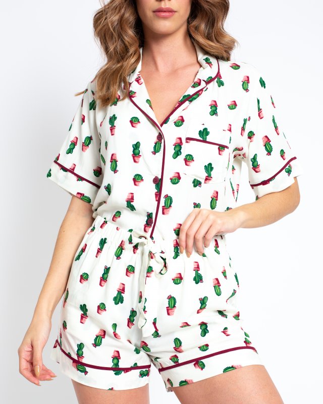 PIJAMA LADY SUMMER CACTUS BLANCO